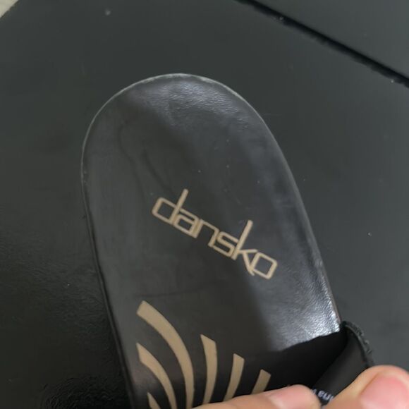 Dansko Rowena Black Leather Heel Slingback Sandals Sz 39 - Picture 8 of 9